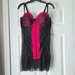 NWOT Black Fuchsia by Secret Lace Sexy Lingerie Bra Top Black and Pink